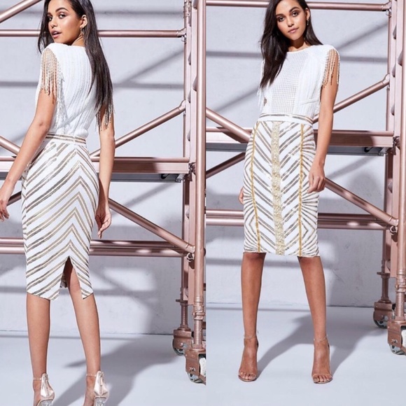 Boohoo Dresses & Skirts - Premium Sequin & Pearl Pencil Skirt